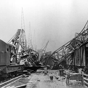 Kings Dock, Swansea, damaged after an air raid. February 1941