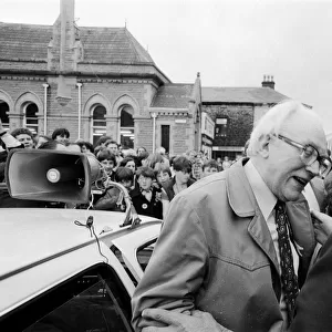 Labour leader Michael Foot on the election tour in Lancashire. 22nd May 1983