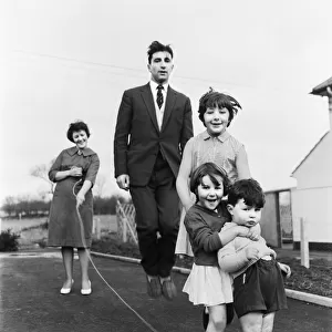 Liverpool footballer Geoff Twentyman at home with his family