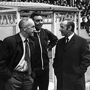 Liverpool manager Bill Shankly and assistant Joe Fagan with Arsenal manager Bertie Mee in