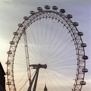 The London Eye Millennium Wheel from Waterloo bridge November 1999