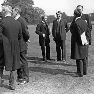 Lord Northcliffe at a press conference held in the grounds of Sutton Place. Circa 1908