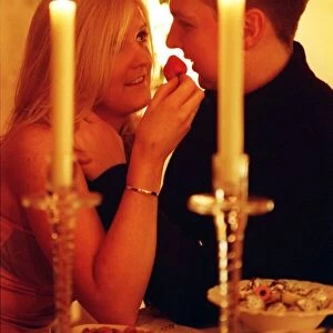 Lynne Calder and boyfriend Chris Sample during a romantic candle light dinner