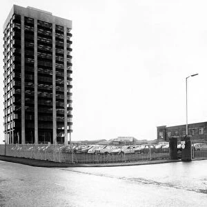 The Massey Ferguson tower block and factory gates in Banner Lane, Coventry