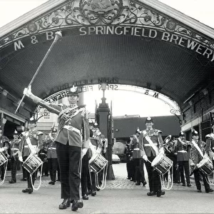 Mitchells and Butlers Brewery. The band and drum corps of the 1st Battalion