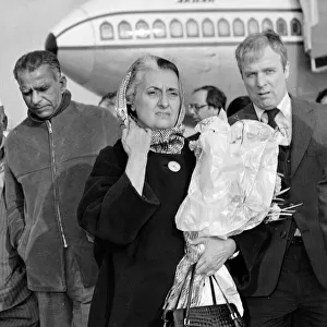 Mrs Indira Gandhi Indian Prime Minister seen here arriving at Heathrow airport