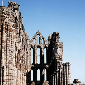 Nave of Whitby Abbey in North Yorkshire, circa 1971