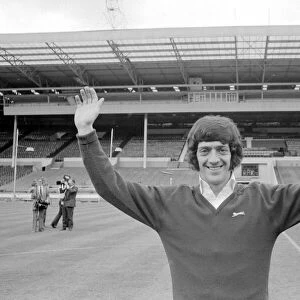 Newcastle United footballer Terry Hibbitt gives the Geordie goal salute as he stands