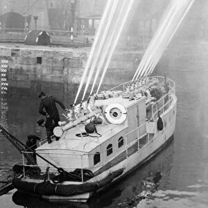 Picture shows Fire Float, Hull, during World War Two. The city of Hull spent