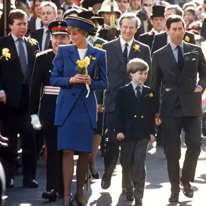 The Prince & Princess of Wales with son Prince William on his first proper public