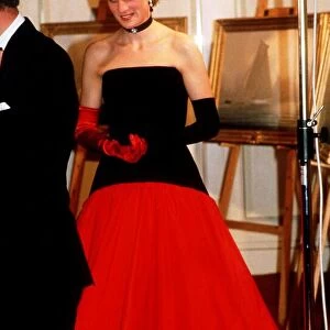 Princess Diana attending an Americas Cup ball held at the Grosvenor House Hotel, London