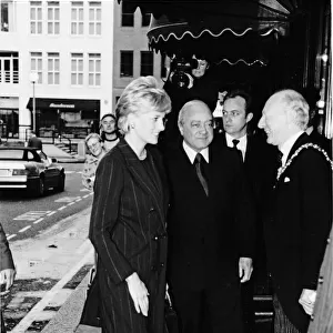 Princess Diana, HRH The Princess of Wales, meets Mr Mohamed Al Fayed at Harrods for a