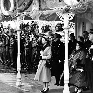 Queen Elizabeth II with Prince Philip at the Plaza in Tynemouth. October 1954