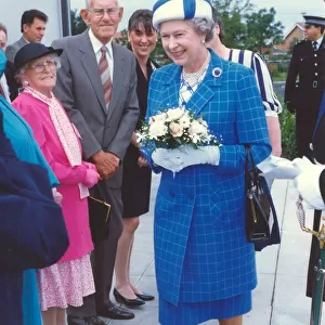 Queen Elizabeth II visits the town of Bedlington in Northumberland. June 1993