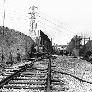 Railway sidings for the Halewood Ford factory are seen here under construction