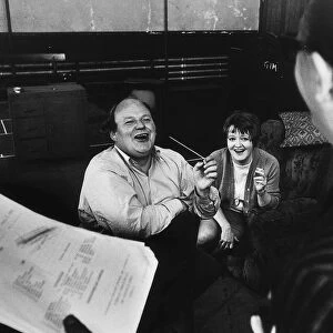 Roy Kinnear and Patsy Rowlands during rehearsals for the comedy series