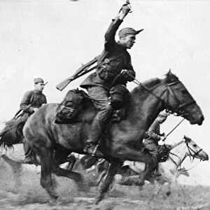 Russian cavalry on the attack. This picture taken when Russia had joined the Allies