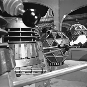 A scene from the Dr Who tv series, the story is called "The Chase"