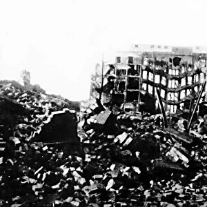 The shell of a bombed building in Hamburg Germany during WW2 - 1943