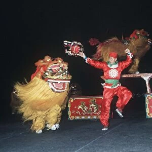 Singapore Armed Forces doing Chinese Lion dance Edinburgh Tattoo circa 1999