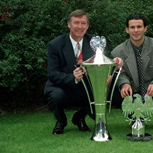 Sir Alex Ferguson and Ryan Giggs with the Barclays Premiership Trophy - May 1993