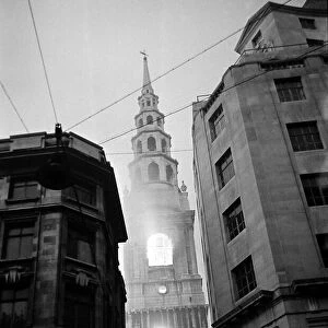 St. Brides Fleet Street fire during the fire blitz of London Decemeber 1940