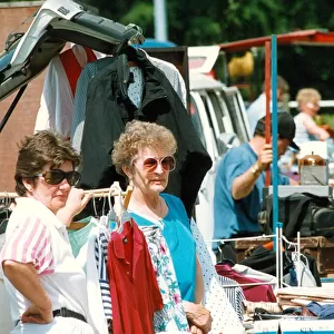 Stall holders wait for customes at the Blaydon Car Boot Sale in June 1993