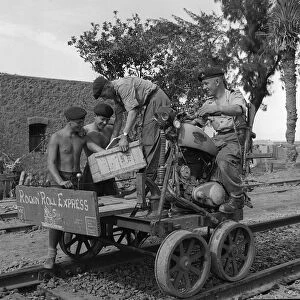 Suez Crisis 1956 British Paratroopers in Egypt build a small rail engine out of a