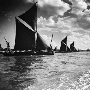 Thames Sailing barge seen here near Wapping on the Thames. August 1930