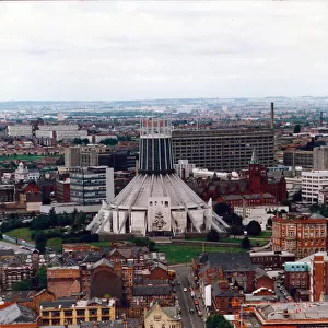View of Liverpool Metropolitan Cathedral taken from the Anglican Cathedral