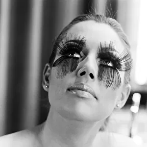 A woman wearing the longest eye lashes in the world. 19th January 1968