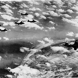 WW2 B-26 marauders of Ninth Air Force heading home after raid on Europe