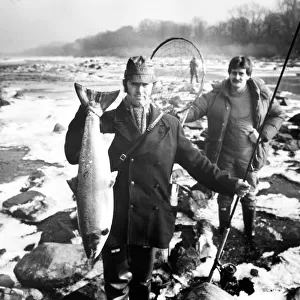 Wylam Angling Club members Graham Heaney (left) with John Eden with the first salmon