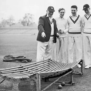 Yorkshire coaches Maurice Leyland (left) and Arthur Mitchell explain the workings of