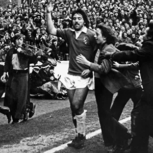 Young Everton fans applaud their new hero Bob Latchford at Goodison Park after