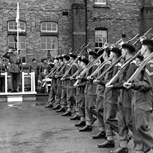 Young recruits on parde at Fenham Barracks, Newcastle