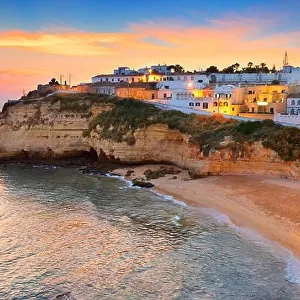Algarve coast, Carvoeiro at sunset, Portugal