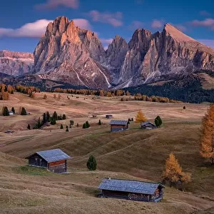 Dolomites. Landscape image of Seiser Alm a Dolomite plateau and the largest high-altitude Alpine meadow in Europe