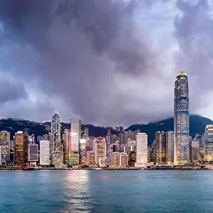Hong Kong, China skyline at Victoria Harbor