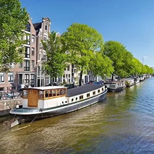 Houseboat barge, Amsterdam canal - Holland Netherlands