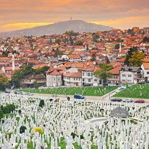 Kovaci war cemetery and Sarajevo cityscape, Bosnia and Herzegovinafamous place