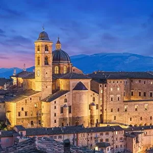 Urbino, Italy medieval walled city in the Marche region at dawn