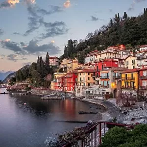 Varenna, Italy on Lake Como at dusk