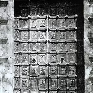 Bronze portal done by Simone di Siria. Sculpture situated at the entrance of the Amalfi Cathedral (province of Salerno)