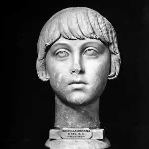 Bust of a Roman girl, preserved in the National Museum of Rome, at the Baths of Diocletian, Rome