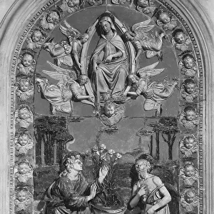 Madonna della cintola, work by the school of Della Robbia preserved in the parish church of Porrena, Poppi, Arezzo