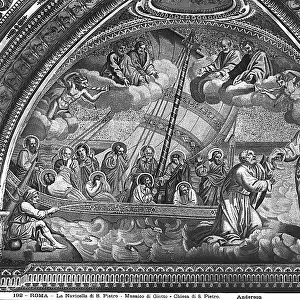 Mosaic of St. Peter's boat, mosaic by Giotto, St. Peter's Basilica, Vatican City