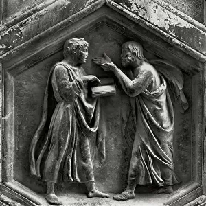 Plato and Aristotle (Philosophy); marble panel by Luca della Robbia originally located on Giotto's bell tower. The panel is currently at the Opera del Duomo Museum in Florence