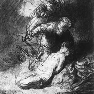 The Sacrifice of Isaac, drawing by Rembrandt, in the British Museum, London