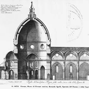 Section of the Cathedral and dome of Santa Maria del Fiore, by Bernardo Sgrilli, originally at the Museo Firenze Com'era, Florence